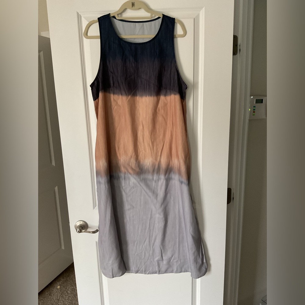 Sleeveless Ombre Dress - Black, Orange, Gray